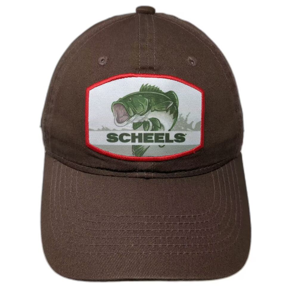SCHEELS Snapback Hat Brown White OS Fish Patch Adjustable Fishing Logo